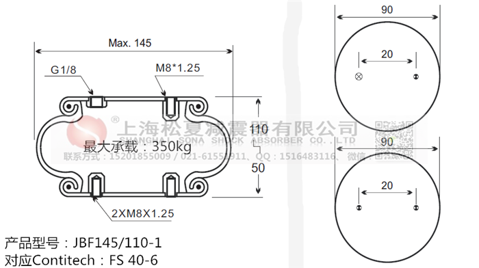 JBF145/110-1橡膠<a href='http://www.6maimai.com/' target='_blank'><u>空氣彈簧</u></a>