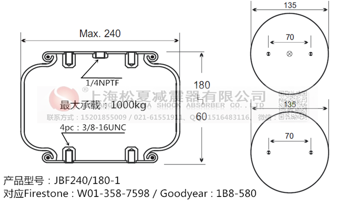 JBF240-180-1橡膠<a href='http://www.6maimai.com/' target='_blank'><u>空氣彈簧</u></a>