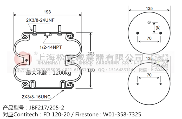 JBF217/205-2橡膠<a href='http://www.6maimai.com/' target='_blank'><u>空氣彈簧</u></a>