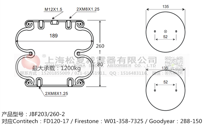 JBF203/260-2橡膠<a href='http://www.6maimai.com/' target='_blank'><u>空氣彈簧</u></a>